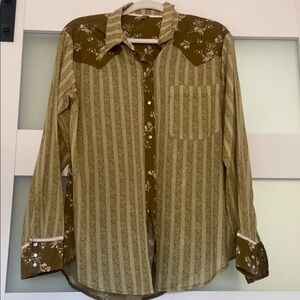 Free people Olive Floral Western Shirt